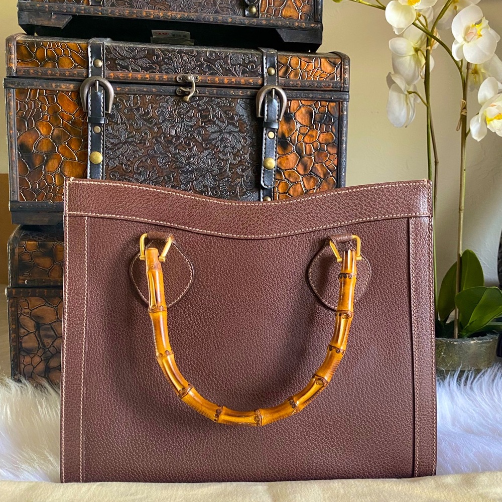 💯 authentic rare vintage gucci diana bamboo bag